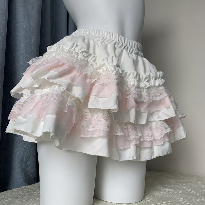 New Princess Lace Sweet Cake 2025 Slimming Lolita Pink Blue French Petticoat Bustle Short Skirt