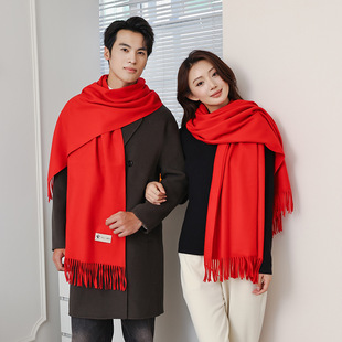 Red Scarf Women Winter Explosions Cashmere Wool Scarf Men All-match Winter Red Chinese Red Scarf Wholesale