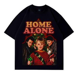 Hip-hop European and American Children's Printed Heavy T-shirt Men's Old Washing Water Printed Shoulder OVERSIZE High-sleeved T-shirt