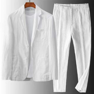Simple Casual Noodles Suit suit Men's Spring and Summer Thin Korean Fashionable Summer Loose Handsome Two-Piece Set