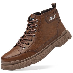 Winter New Korean Style Retro Martin Boots Fleece-lined Thickened Warm Non-slip High-top All-match Fashionable Men's Shoes