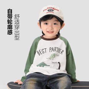 [Autumn New Product] Boys' Raslan Long Sleeve T-Shirt Autumn New Spring and Autumn Baby Children's Wear Base Shirt Baby X45