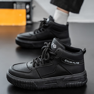 Men's High-top Shoes Autumn and Winter Trendy Brand Vintage Casual Board Shoes Zhongbang Waterproof Sports Thick Sole Increased White Shoes Women's Shoes