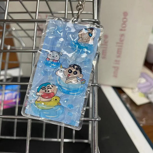 Swimming Line Puppy Crayon Small New Sanrio Water Ripple Keychain Round Ring Buckle New