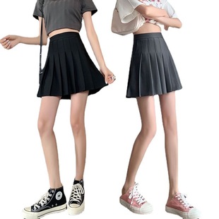 Pleated Skirt Short Skirt Women's Summer 2023 New Skirt High Waist A- Line Skirt Slimming Black and White Anti-Light Short Skirt