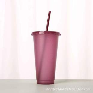 Large Capacity Plastic PP Milk Tea Suction Cup Creative Fashion Plastic Glitter Cup Portable Coffee Cup