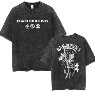 Металлическая группа Bad Omens band Музыка Oversized Ретро вымытые футболки тур Ezhu