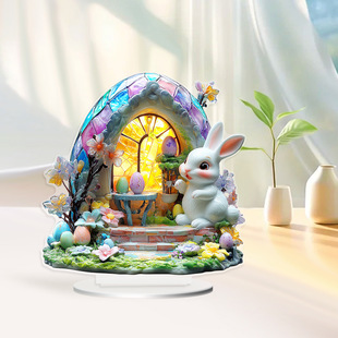 Cross-border Easter Color Egg Cartoon Bunny Party Desktop Decorations Arc Waterproof Wear-resistant Ornaments
