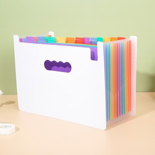 Multi-grid rainbow organ bag A4 data storage bag multi-layer with index attribute folder desktop vertical bag