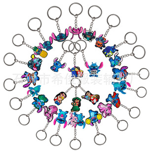 Stitch keychain new creative pvc soft rubber keychain Cartoon Cartoon diy schoolbag pendant keychain
