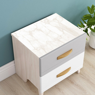 Nordic Simple Pure White Marble Bedside Table Cover Cloth Dust-proof Table Mat Waterproof Anti-slip PU Leather Table Mat