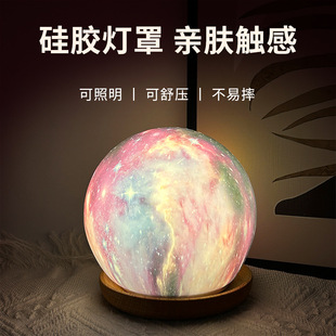 Explosive USB charging creative silicone night light water transfer starry sky light LED colorful atmosphere light pat light