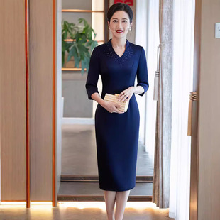 2024 новый стиль Danxi свекровь свадебный банкетный костюм Cheongsam молодая свадебная мама свадебное платье платье завод прямых продаж осень