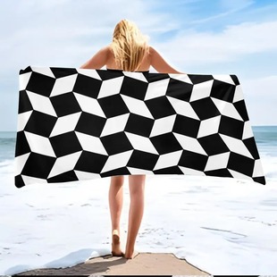 Cross-border color diamond check beach towel microfiber quick-drying swimming bath towel sports fitness towel wholesale