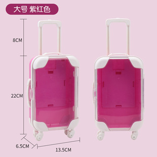 Simulation Mini Large Transparent Trolley Case Play House Toy Miniature Doll House Makeup Eyelash Storage Box Box