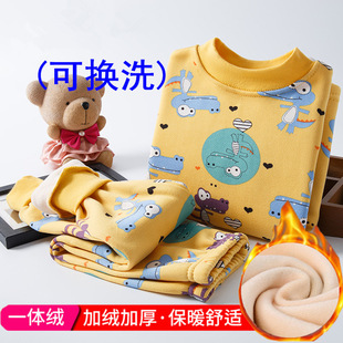 Children's thermal underwear set winter men's and children's clothing girls plus velvet padded autumn clothes autumn pants children's boys base