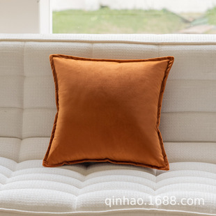 Pillow Case Instagram Style Bedside Cushion Orange Houndstooth Modern Simple High-end Imitation Wool Pillow Sofa Pillow