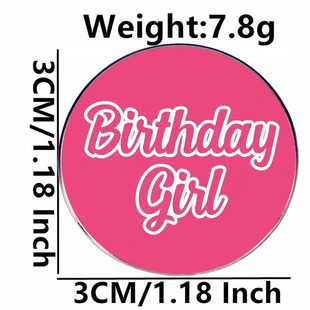 Birthday Party Girl Brooch Feminist English Pin Badge Metal Alloy Badge Accessories