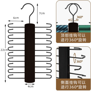 Factory white wooden tie rack rotating clothing store drying rack non-slip seamless wooden hanger wholesale free shipping