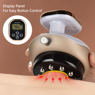 LCD screen electric heating cupping instrument 4-gear negative pressure heat absorption scraping instrument infrared heat therapy massage Meridian dredging brush