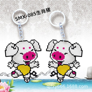 2021 New Cross Stitch pendant full beaded key chain color printed embroidery DIY beaded transparent rice beaded embroidery