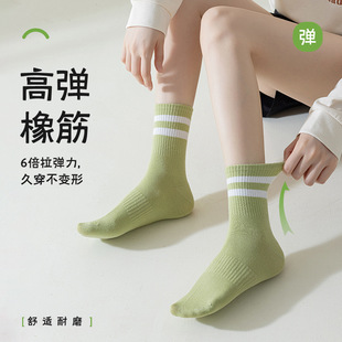 Zhuji stockings women's mid-calf socks spring and autumn trendy Net Red pure cotton socks high elastic pile socks boneless long white socks