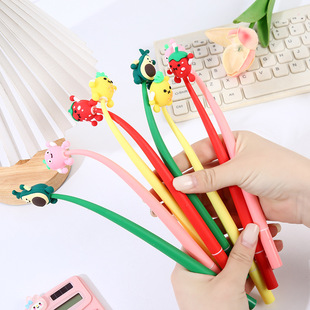Cartoon Decompression Rocking Pen Gel Pen Cute Fun Creative Girl Heart 0.5 Needle Sign Pen Fruit Series