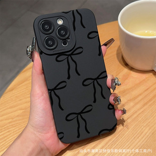 Foreign trade explosions bow phone case for Apple 16/15 black iPhone13Pro/12/11 soft 14