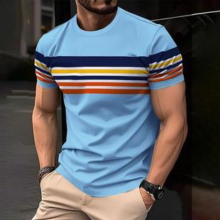 Cross-border Independent Station Summer Men's Popular Casual Short-sleeved Crewneck T-shirt 3D Printed Sports Casual T-shirt