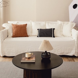 Quiet Style Homestay Linen Fabric Removable and Washable Homestay Designer Nordic Simple Modern Nordic Three-Seat Sofa