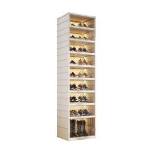 Installation-free Folding Shoe Cabinet Living Room Bedroom Plastic Shoe Box Double Row Shoe Storage Rack One-pull Molding Storage Cabinet