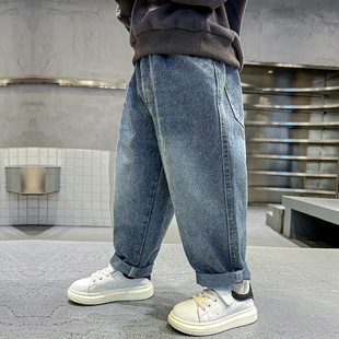Boys' Trendy Handsome Fashionable Jeans Autumn 2023 New Autumn Children's Spring and Autumn Casual Trousers for Children