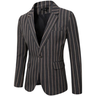 Autumn 2022 Foreign Trade Cross-border New Men's Single Suit Jacket Korean Style Youth Fashion Casual Striped Suit for Men