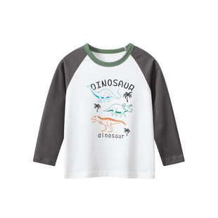 27kids Korean children's clothing autumn new children's long sleeve T-shirt dinosaur boy bottoming shirt baby clothes wholesale