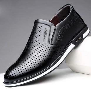 2023 Spring and Autumn plus size men's British leather shoes men's white leather shoes slip-on men's shoes autumn men's casual leather shoes