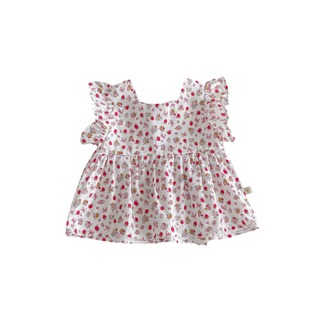 Girls Flying Sleeve BaBY Doll Shirt 0-5 Years Old Summer Huzhou Knitted BaBY Girl Flower Shirt BaBY Summer Clothing Trend By215