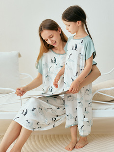 Bamboo Cotton Gauze Baby Children Summer Lightweight Sleeping Bag Breathable Antibacterial Air-conditioned Room Home Clothes Siaman Parent-Child Nightgown