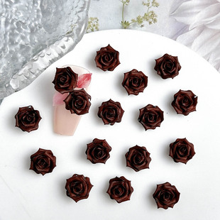 New Year's Dark Red Enamel Soft Flower Nail Art Accessories Luminous Atmosphere Three-dimensional Camellia Carved Nail Art Accessories