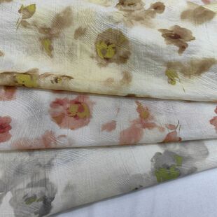 Ink Style Floral Printed Fabric Natural Skin-Friendly Unique Texture Women's Small Shirt Fabric Spring/Summer 2025 New