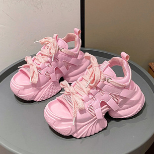 European and American Style Thick Sole Fish Toe Sandals Women's 2023 Summer New Korean Style Slim Look All-match Sports Casual Women's Shoes