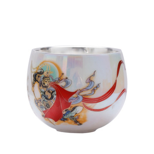 Koi silver cup tea cup Sterling Silver Master Cup Single Cup ceramic tea cup tea cup silver kung fu tea set suit