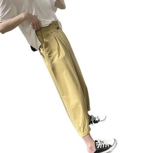 White Casual Pants Women's Summer Thin High Waist Loose Slimming Turnip Hallen Pants Drapy Cropped Pants Ins Trendy