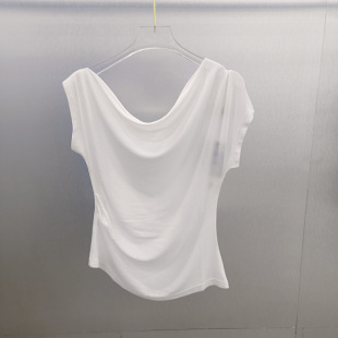 Shopping Mall Same Style 2025 Summer New Fashion All-match Solid Color Shoulder Short-sleeved T-shirt Top 1G4901661