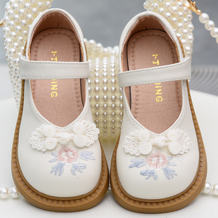 Girls' Shallow Mouth Leather Shoes Children's Genuine Leather Princess Shoes 2025 Spring and Autumn New Baby Vintage National Style Soft Sole Single-layer Shoes