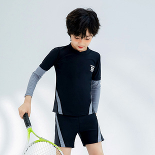 Korean version of boys swimsuit long sleeve split sunscreen water park factory direct large size medium and large children's foreign trade swimming suit