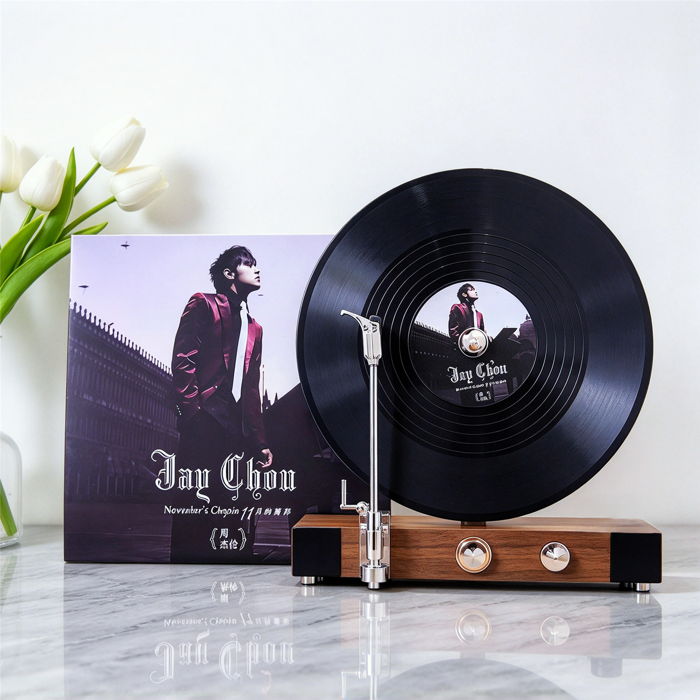 Retro Vinyl Record Player Model, Non-Functional Vinyl Record Ornament, Antique Decoration for Villa Living Room and Model Room