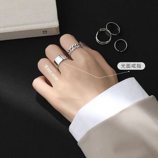 925 Sterling Silver Ring Women's ins Korean Style Student Simple Cold Style Internet Celebrity Distinctive Open Finger Ring