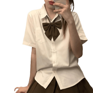 Uniform Short-Sleeved Pointed Collar White Shirt Japanese College Style Top Women's Basic Style