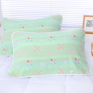 Six-Layer Gauze Pure Cotton Pillow Towel Adult Children Thickened Sweat-Absorbing Pure Cotton Cartoon Pillow Cover Towel Household Couple Pillow Towel