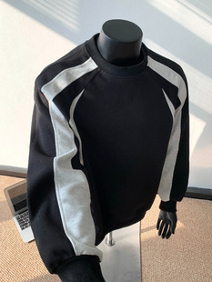 Raglan Sleeve Color-matching Unisex Loose Sweat Spring and Autumn Fashionable Loose Casual Long-sleeved Top